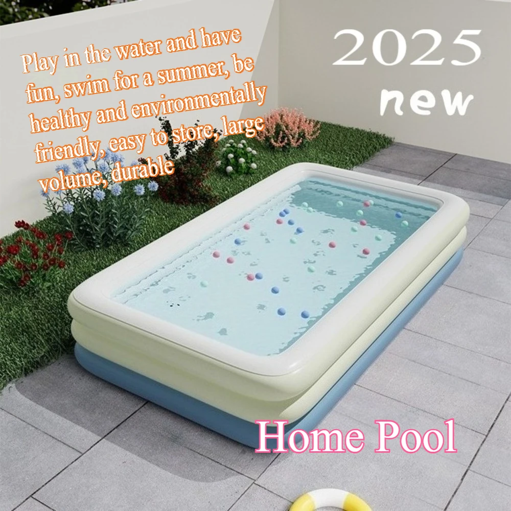 Summer Family Outdoor Thickened Inflatable Swimming Pool, Float Boat with Sunshade, Slide, Family Oversized Water Toys