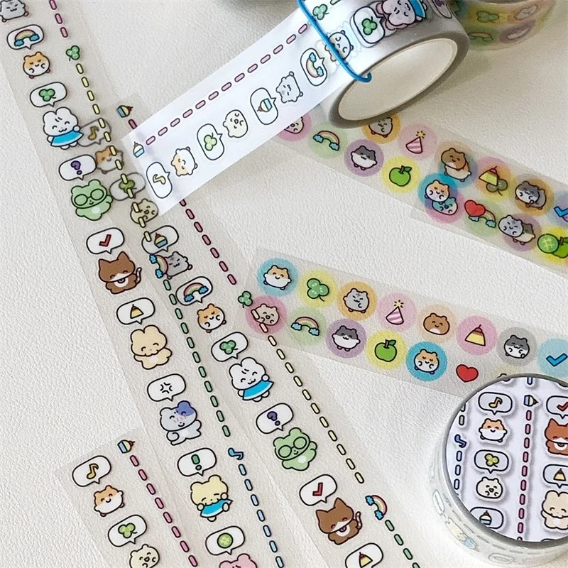 Heeheeclub Korea Same Style Handbag Basic Decorative Material Sticker Cute Animal Die Cutting Tape