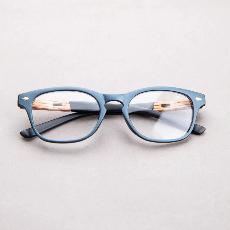 Trendige Holz-Lesebrille mit Bedrucktem Rahmen für Herren, Klassische Vintage-Gleitsichtbrille mit Transparenten Gläsern +3,5+4,0