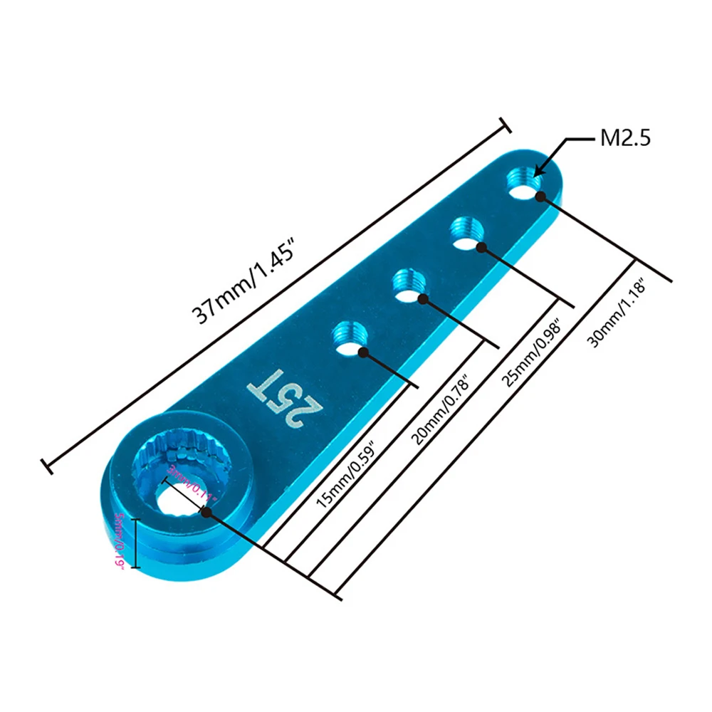 25T/24T/23T metallo sterzo Servo braccio di estensione corno 37mm per 1/10 RC auto barca Futaba HSP Wltoys SCX01 RC auto parti cingolate