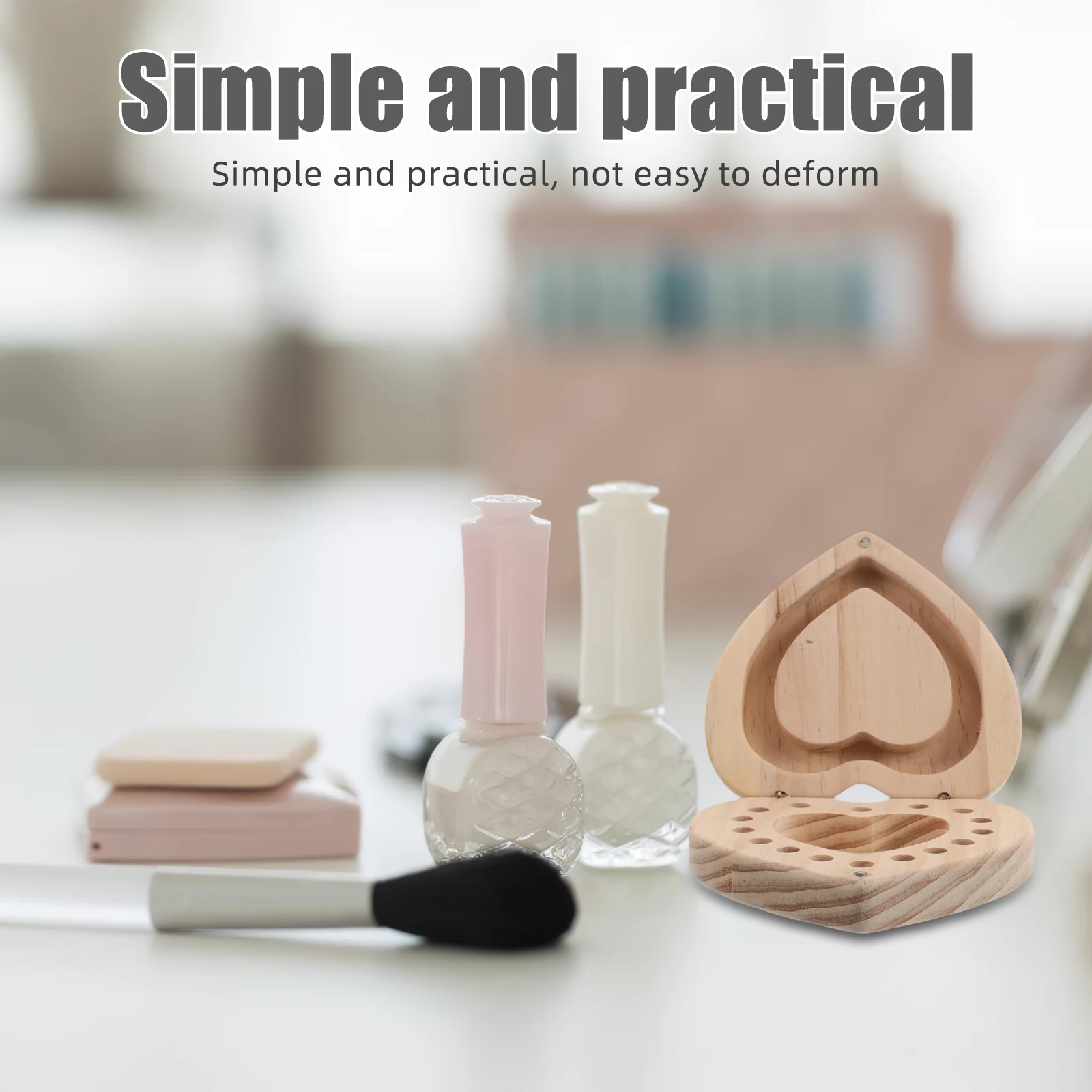 

Solid Wood Essential Oil Box Portable Storage Container Heart Shaped Wooden Aromatic Holder Travel Home Use Wooden Display Stand