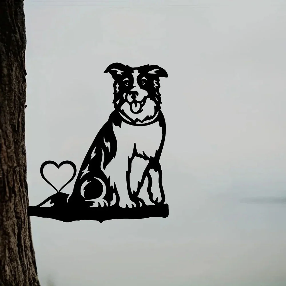 

HelloYoung Dog On Branch Steel Silhouette Metal Wall Art Home Garden Yard Patio Statue Stake Decoration Iron Art Silhouette