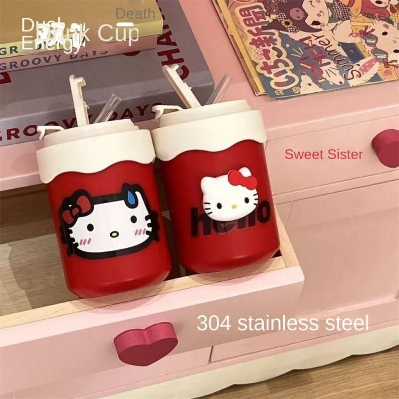 450ml Sanrio Hello Kitty In Acciaio Inox 304 Thermos Kawaii Kuromi Cinnamoroll Melody Bambini Boccetta di Vuoto Bottiglia di Acqua Bicchiere