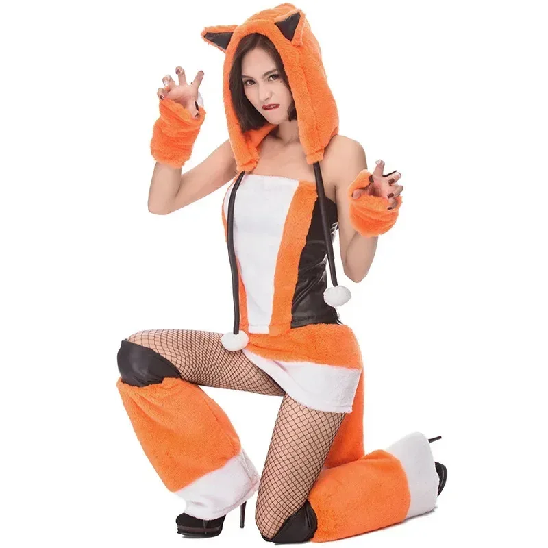 هالوين مثير الثعلب أداء زي ملهى ليلي حفلة فاخرة فروي لطيف الحيوان تأثيري فستان فانتازيا lf [5