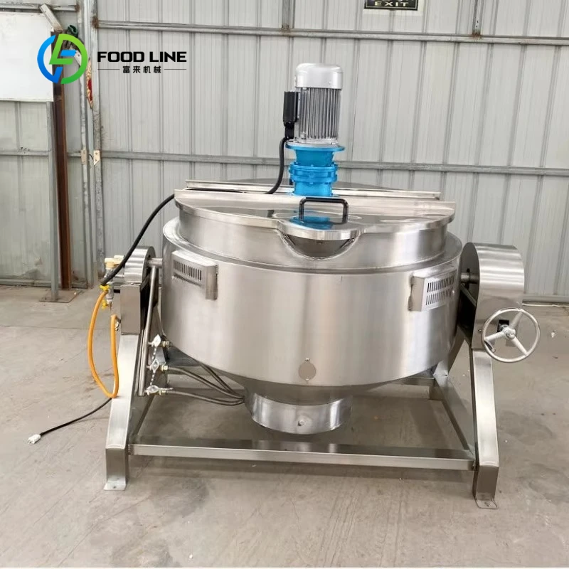 Customized Stainless Steel Jacketed Kettle with Mixing Motor, Commercial Jam Making Pot for Strawberry Jam Cooking