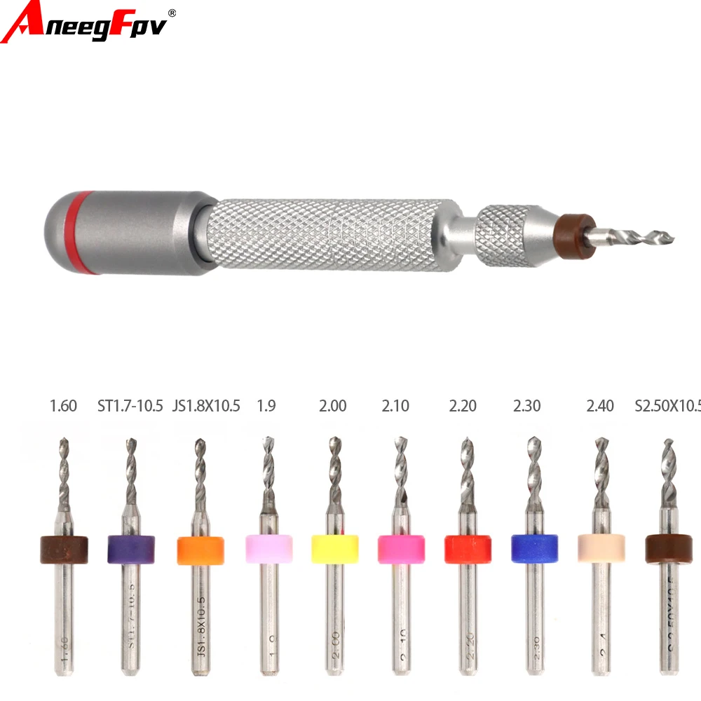 Aneegfpv 3.175MM Double Bearing Mini 0.5-3.2mm Hand Drill W/ Wood Drilling + HSS Twist Drill Bits Set With Gyro Play Hand