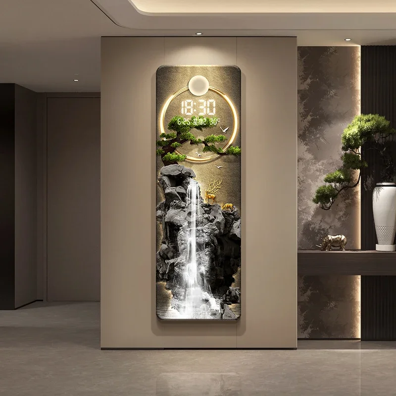 

Индивидуальные легкие роскошные струящиеся воды делают деньги гостиную вечные электронные настенные часы настенные