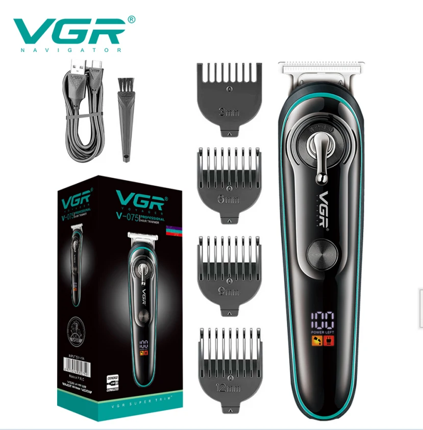 เครื่องเล็มหนวดไฟฟ้า V-075 vgr แบบมืออาชีพที่โกนหนวดไร้สายชาร์จได้สำหรับผู้ชาย