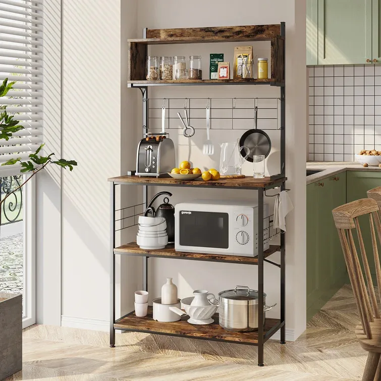 Kitchen Bread Rack Microwave Rack with Storage Rack with Adjustable Wine