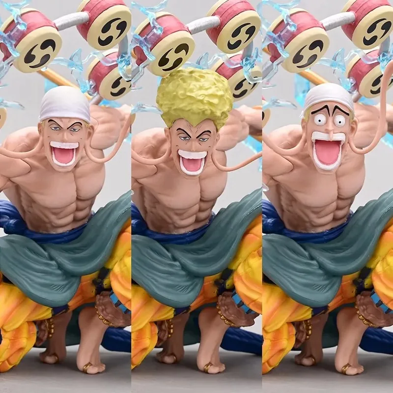 20cm GK Anime One Piece Squatting Thor Enel Three Headed Sculpture Action Figure PVC Kids Toys Doll Collection Figures Gift