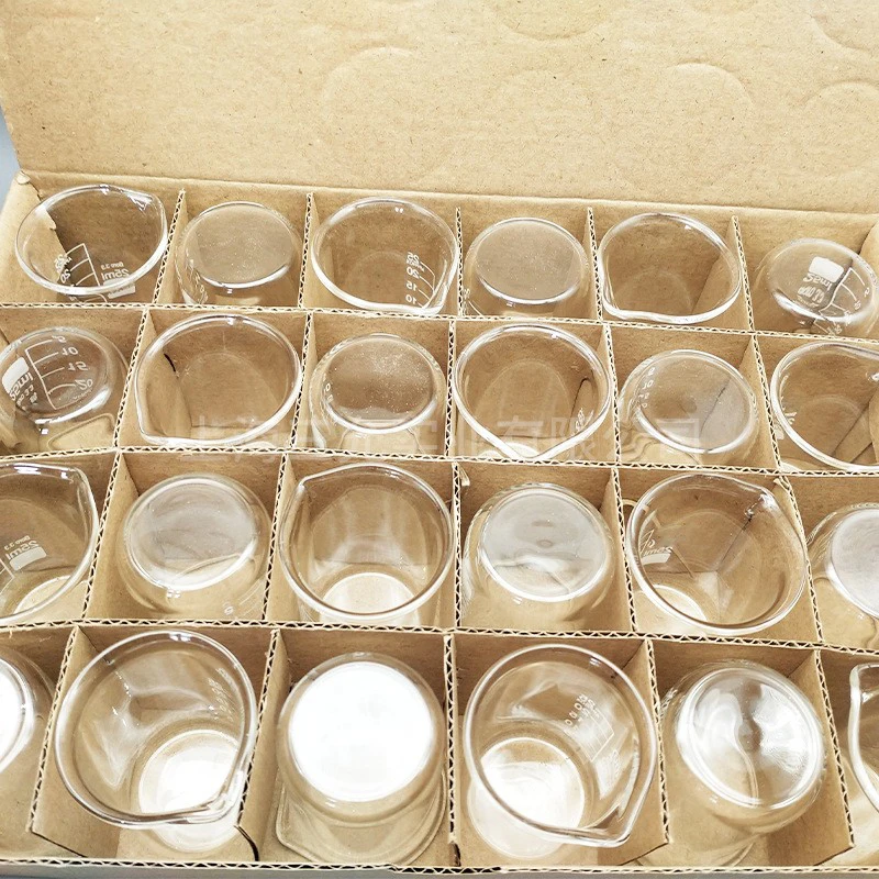 A box of low-profile beakers 5/10/25/50/100/150/200/250/300/400/500/600/800/1000ml glass with scale and high temperature