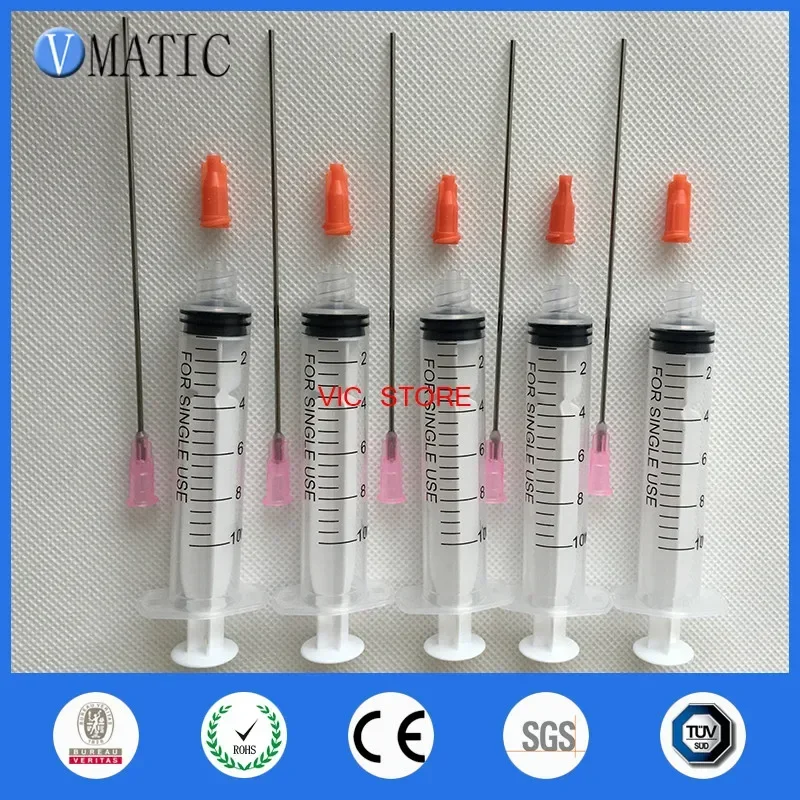 Free Shipping 5Pcs 10cm 100mm Tube Length 18G Blunt Tip Needle With 10cc/ml Plastic Syringe And Red Syringe Stopper