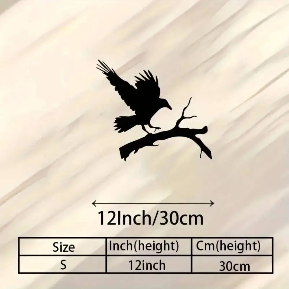1PC Gothic Crow Aluminum Tin Wall Art Realistic Perching Bird Pattern Vintage Style Art Poster Home Living Room Indoor Wall Deco - view 2