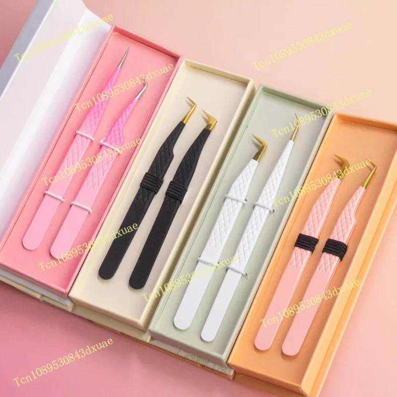 

New White & Purple Eyelash Extension Fiber Tip Tweezers Rose Gold Lash Applicator Lash Extension Tweezer Set(NO BOX)