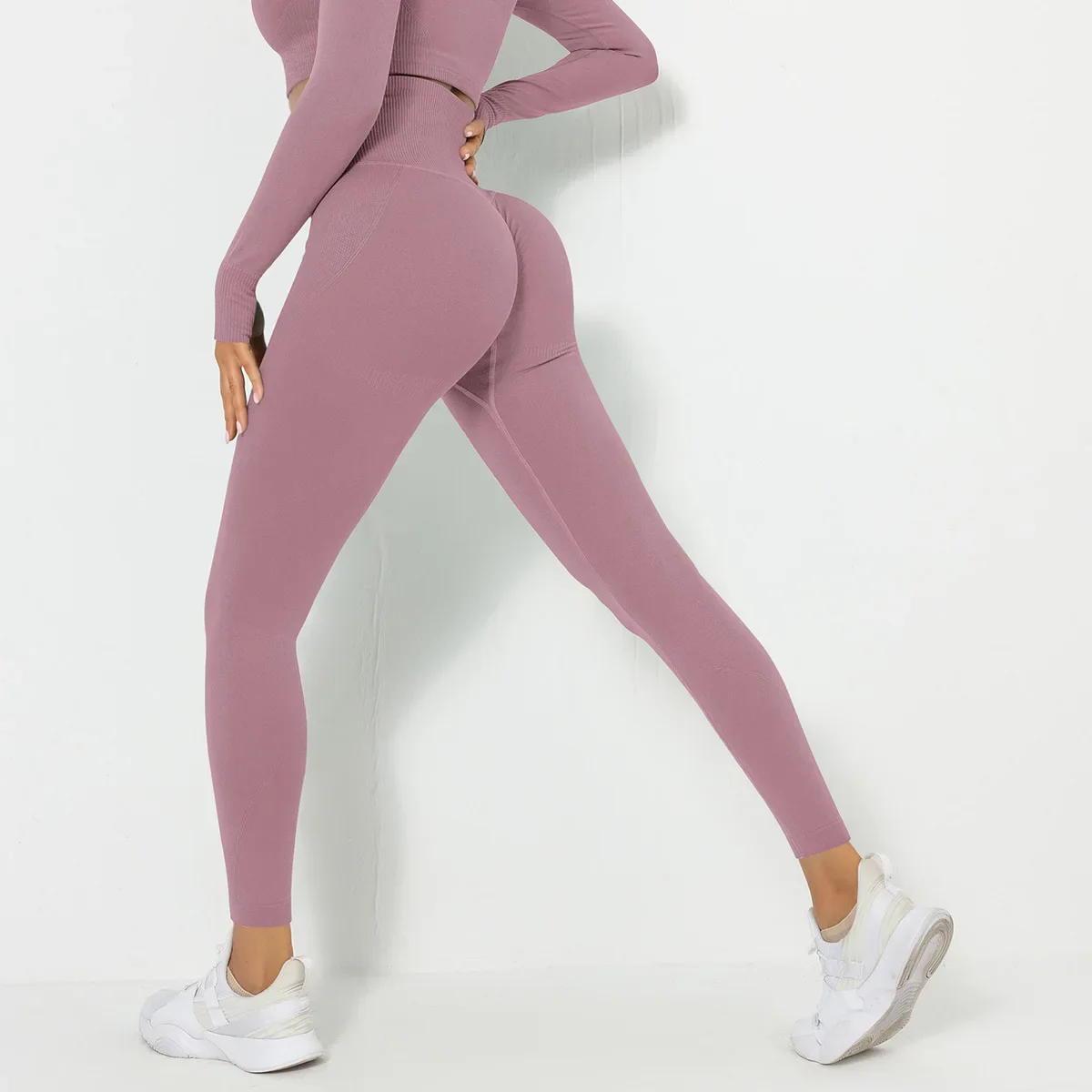 Mallas de Yoga sin costuras para mujer, pantalones deportivos de cintura alta para Fitness, pantalones deportivos de entrenamiento para gimnasio, mallas elásticas Push Up para correr