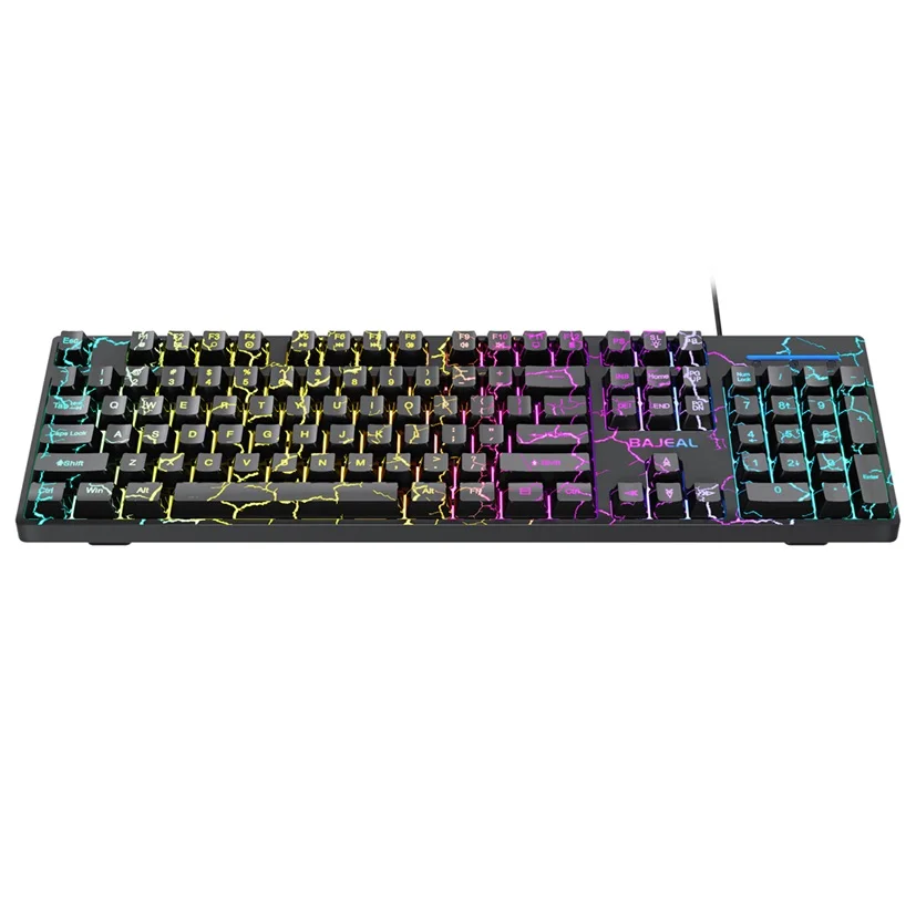 Bajeal K55 Juego Teclado mecánico con teclas flotantes de grietas brillantes para escritorio y computadora portátil