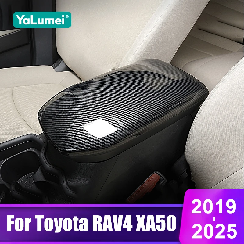 Carbonfaser-Abdeckung für die Mittelkonsole und die Armlehnenbox für Toyota RAV4 XA50 2019 2020 2021 2022 2023 2024 2025 Hybrid-Zubehör