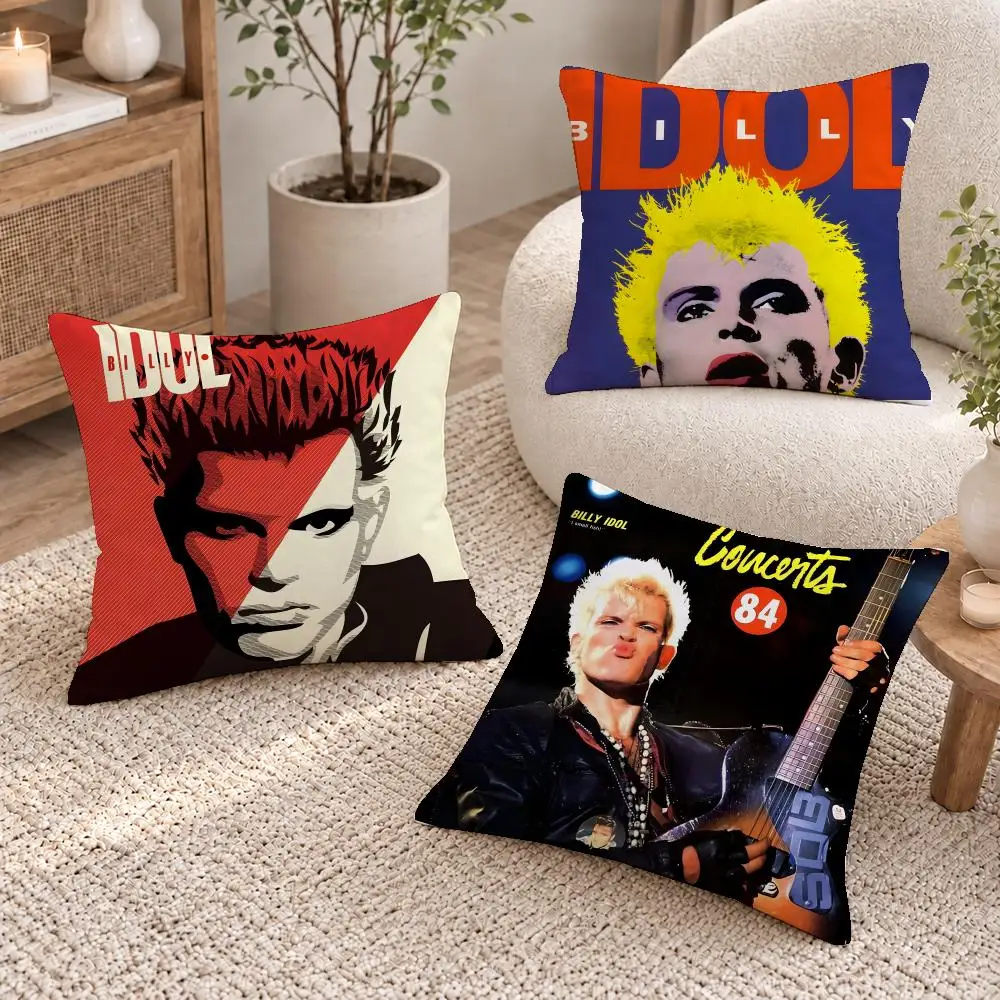 Pop Singer Billy Idol Cushion Cover Short Plush Pillow Cover, Washable Wrinkle-Resistant for Sofa Bedroom Decor Gift