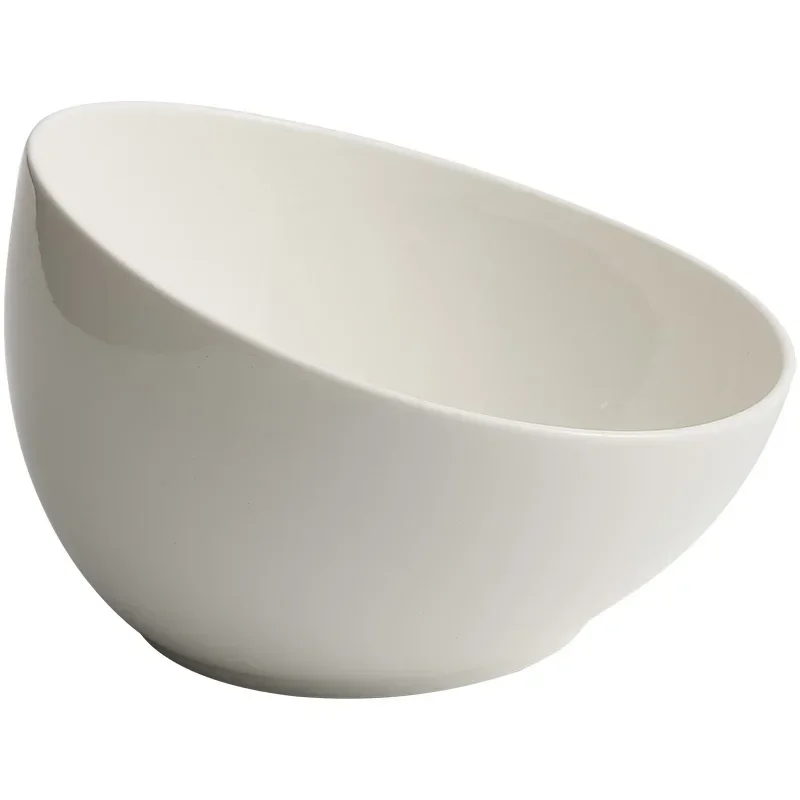 Household Ceramic Bowls, Kitchen Utensils, Salad Bowls, White Slanted Mouth Bowls, Desserts, Buffet, Side Dishes, Tableware