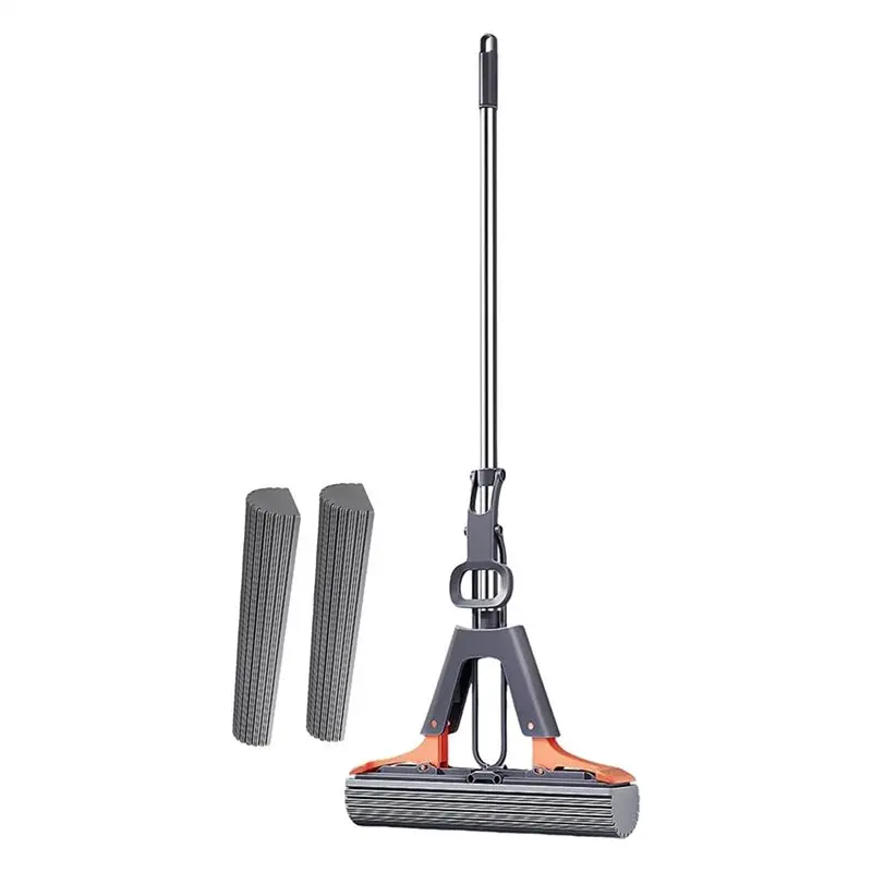 

BYBS-Floor Roller Mop PVA Sponge Roller Mop With Adjustable Handle Efficient Cleaning Absorbent Sponge Mop For Hardwood Tile