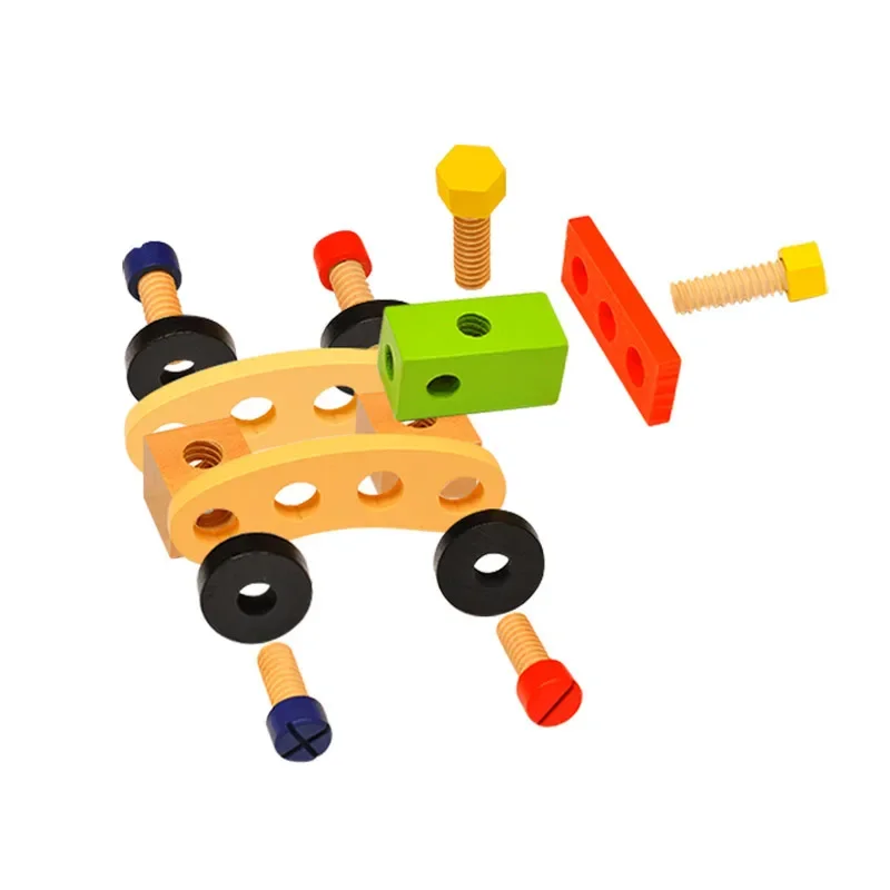 Pädagogisches Montessori Kinder Spielzeug Kunststoff Holz Toolbox Pretend Spielen Set Kinder Mutter Schraube Montage Simulation Schreiner Werkzeug