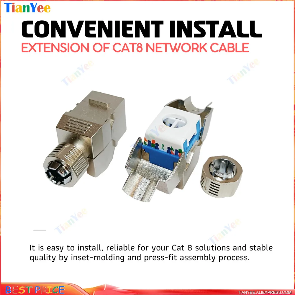 5pcs CAT8 Alloy shielded180-degree FTP Keystone Jack screw Style shielded RJ45 10G Tool-free CAT7/8/6A Module