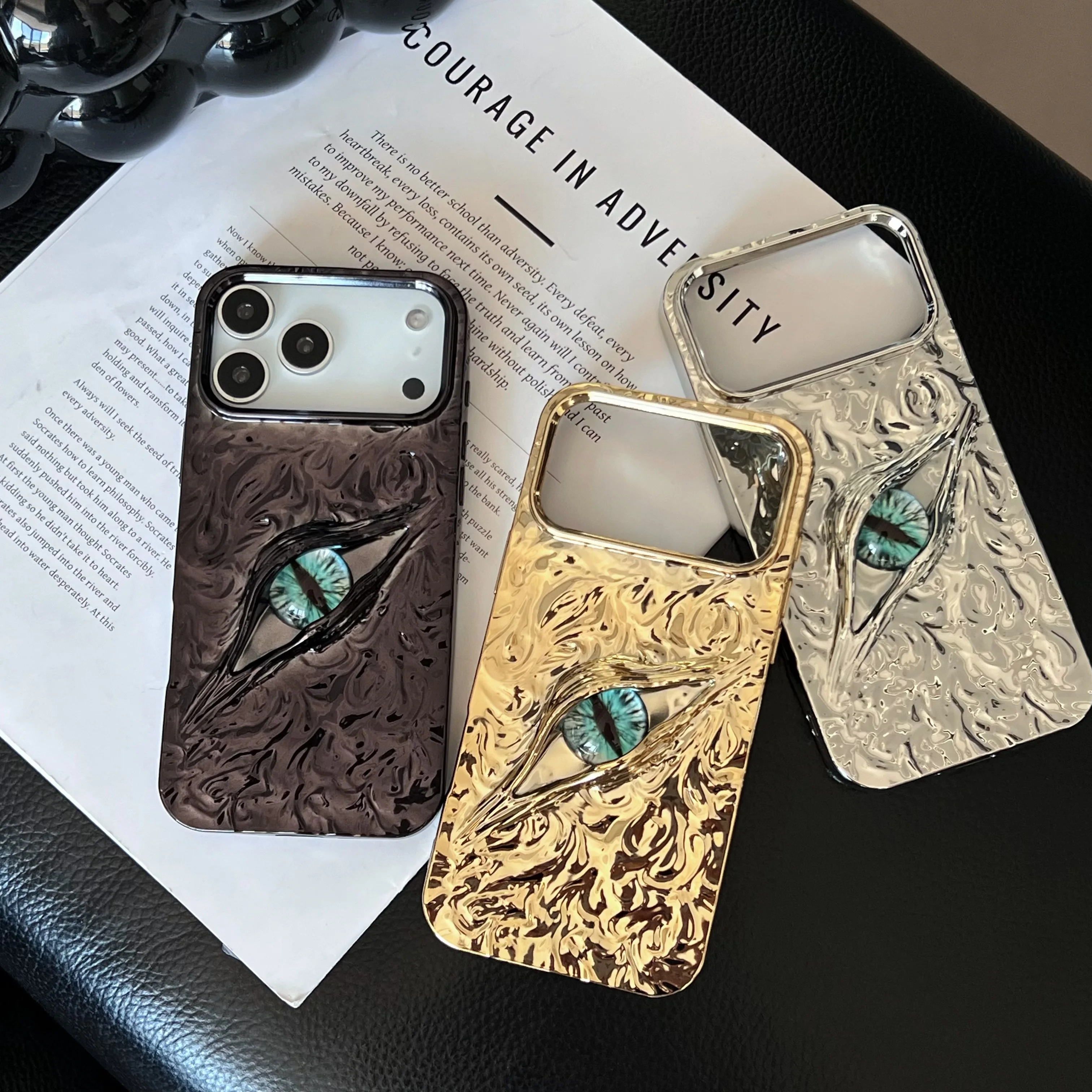 Cool 3D Evil Eyes Phone Case For iPhone 17 ProMAX 16 15 14 13 12 11 Pro Max 15 14 16 Plus glossy Electroplating Men Women Cover
