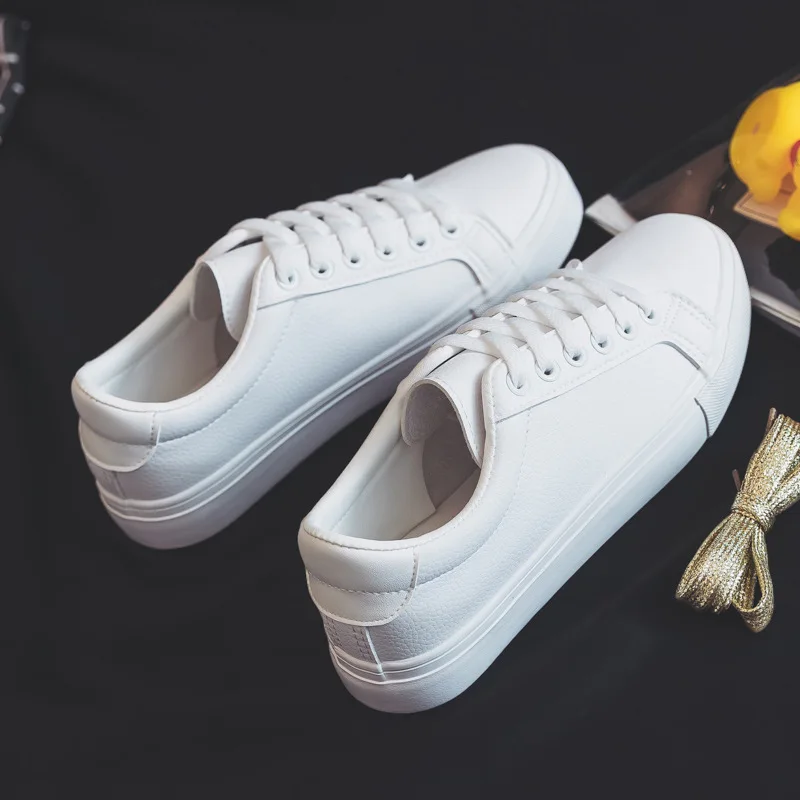 Women Platform Flats Shoes New Fashion Classic Vulcanize Shoes Spring Sport Shoes Casual PU Leather Female White Sneakers Shoes