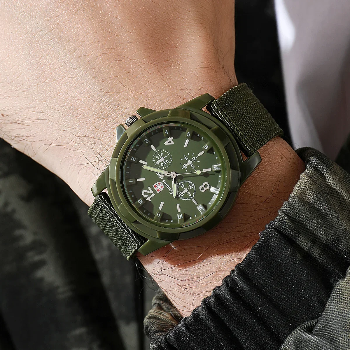 Caja Sorpresa con 2 Relojes para Hombre, Reloj Deportivo Militar de Cuarzo con Correa de Nylon, Reloj Casual, Regalo, Sin Caja