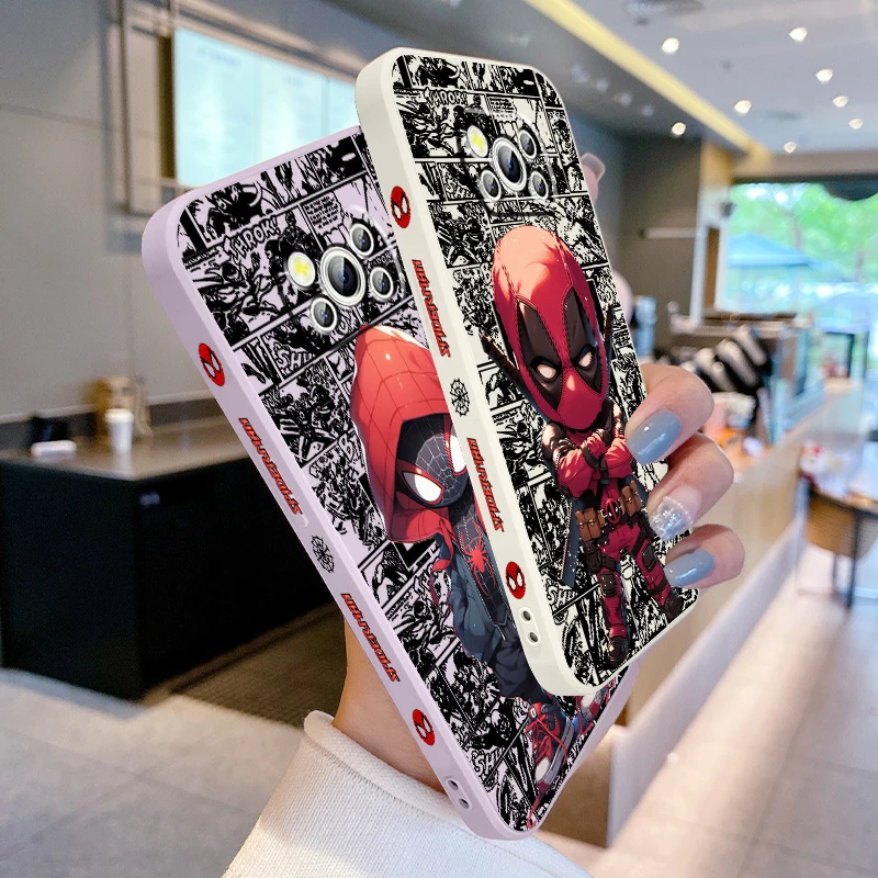 Marvel Fashion Cool Spider Man Liquid Left Rope For Xiaomi Mi Poco X6 X5 X4 X3 M6 M5 M5S M4 M3 F5 F4 F3 Pro 5G Funda Phone Case