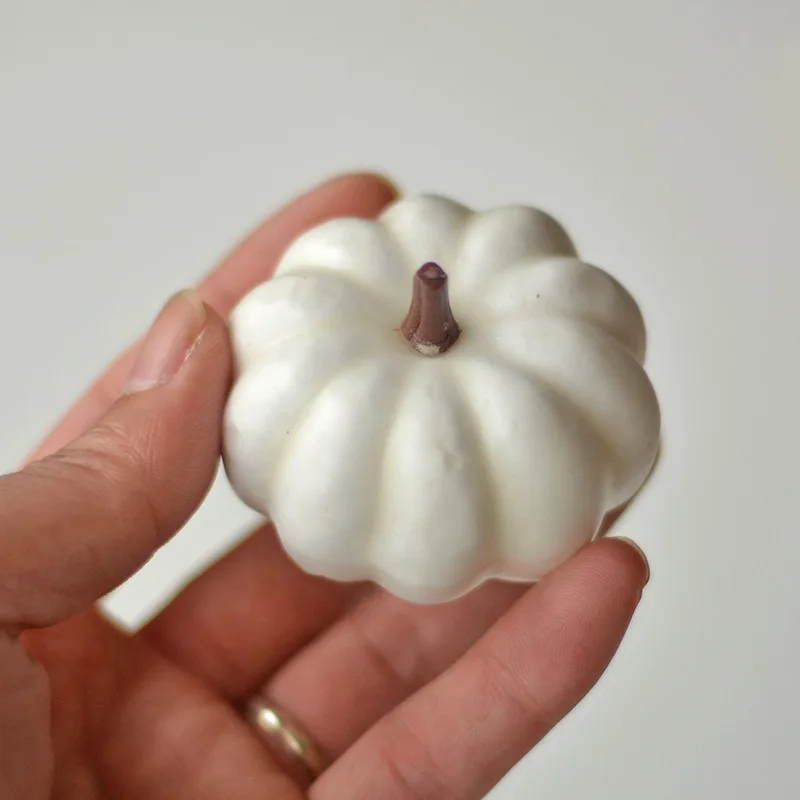 6PCS/Lot White Simulated Pumpkin DIY Materials for Harvest Thanksgiving Halloween Home Party Atmosphere Decoration Handcraft ZYF - view 4