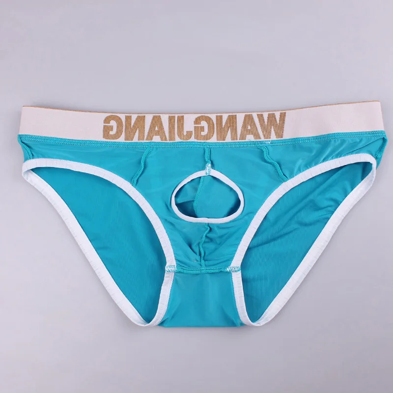 

Open Front Men Briefs Penis Crotch Hole Sexy Underwear Male Sissy Gay Underpants Ice Silk U Convex Design Low Waist Panties