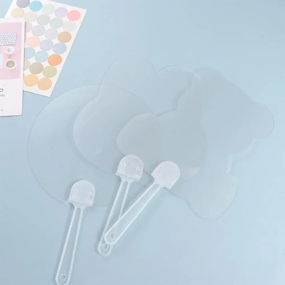 

Funny DIY Transparent Hand Fans Handicrafts Cute DIY Blank Fan Portable Graffiti Fan Supplies
