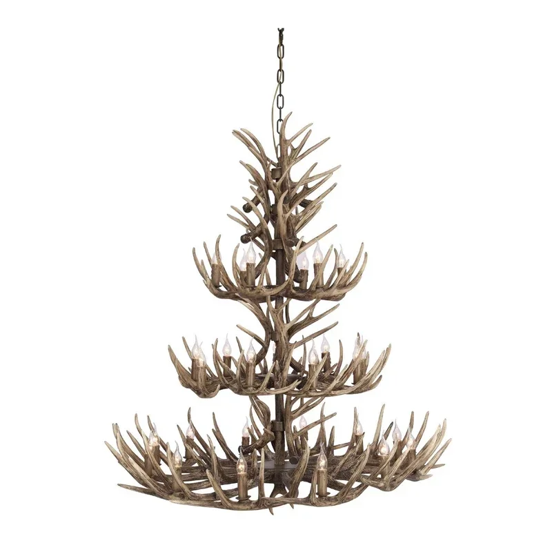 

AFRA American Retro Deer Antlers Chandelier Lobby Cafe Shop Exhibition Hall Villa Clubh Pendant light Dining table light