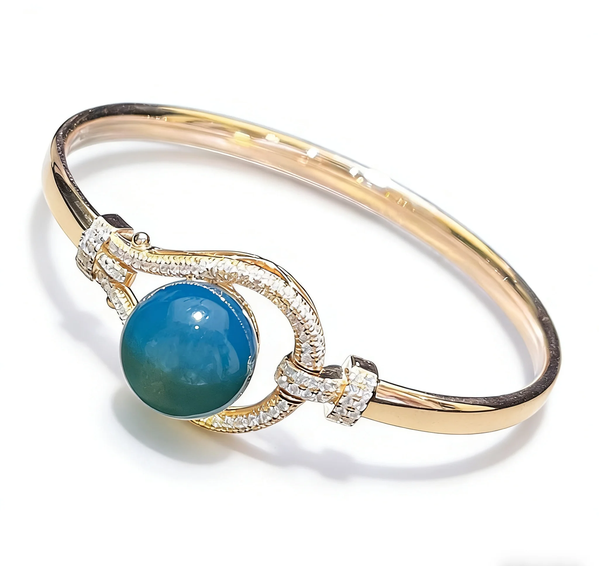 

Natural Mexican Blue Amber 925 Sterling Silver Bracelet, 13mm Exquisite Geometric Wrap Design, Elegant Boho Gift for Women