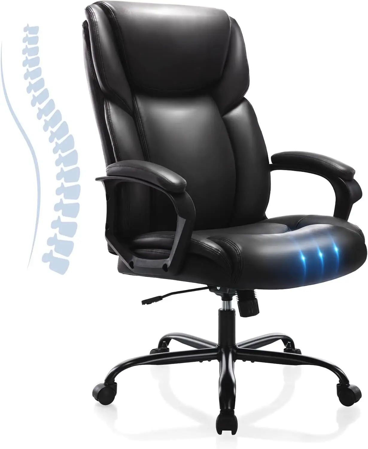 

Executive Office Desk Chair High Ba Adjustable Ergonomic Managerial Rolling Swivel Task Chair Computer Pu Leather Home Office