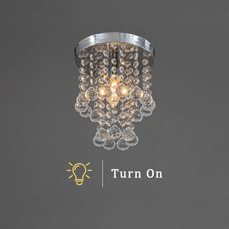 Hanging Crystal Ceiling Lamp Bedroom Living Room Home Decor Interior Lighting Corridor Entrance Aisle Light Golden Silver