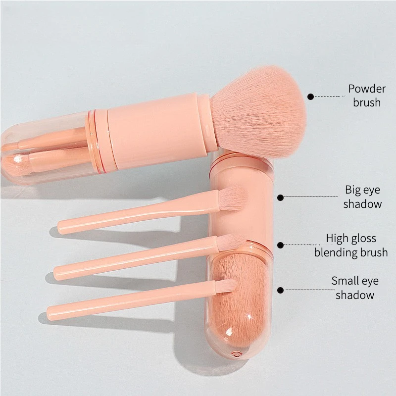 Pinceau de maquillage, pinceau de maquillage Portable 4 en 1, outil de beauté, Mini pinceau pour les yeux, ensemble de maquillage rétractable pour le teint de la peau