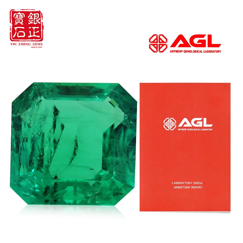 Special Hydrothermal Colombia Emerald Asscher Shape Lab Grown Emerald With AGL Certificate For Earrings Pendant Jewelry Making