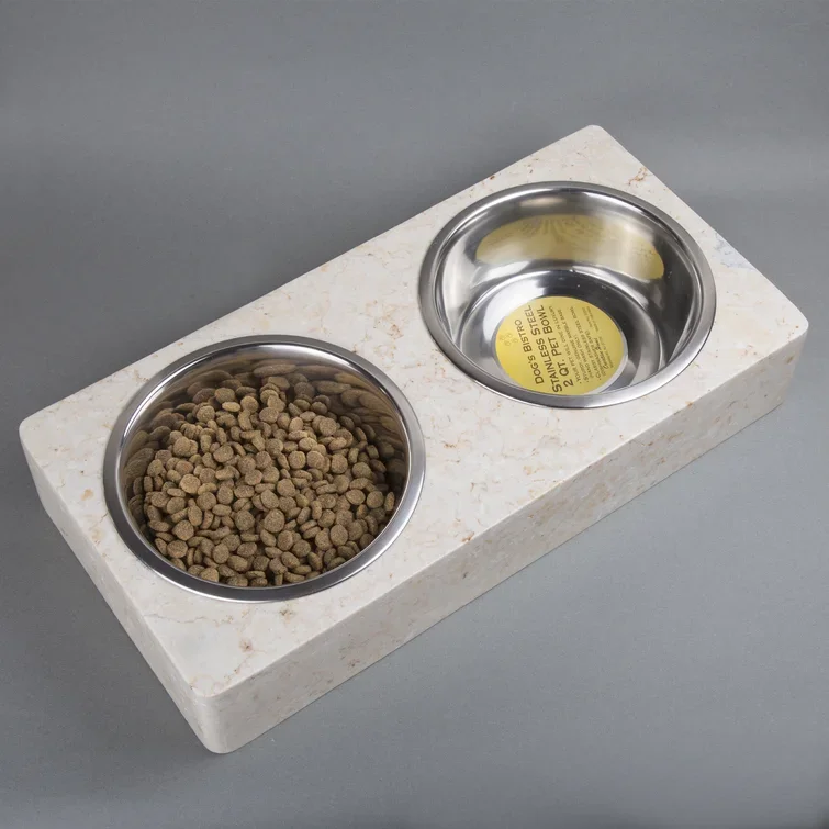 Double Pet Food and Water Feeding Bowl Elevated Feeder