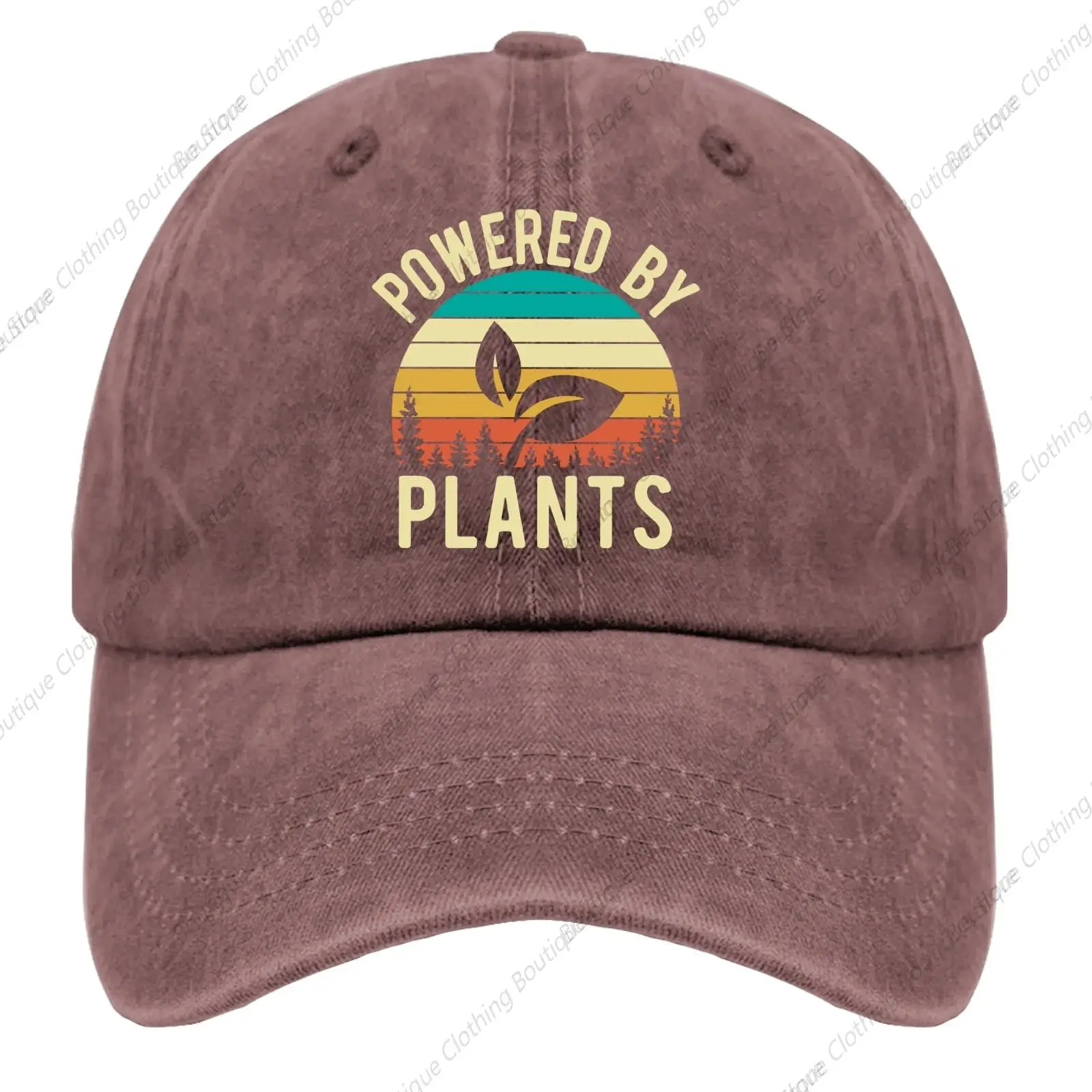 

Vintage Powered by Plants Vegetarian Hat for Women Golf hat Classic hat Beach Hats for Men Grandma hat