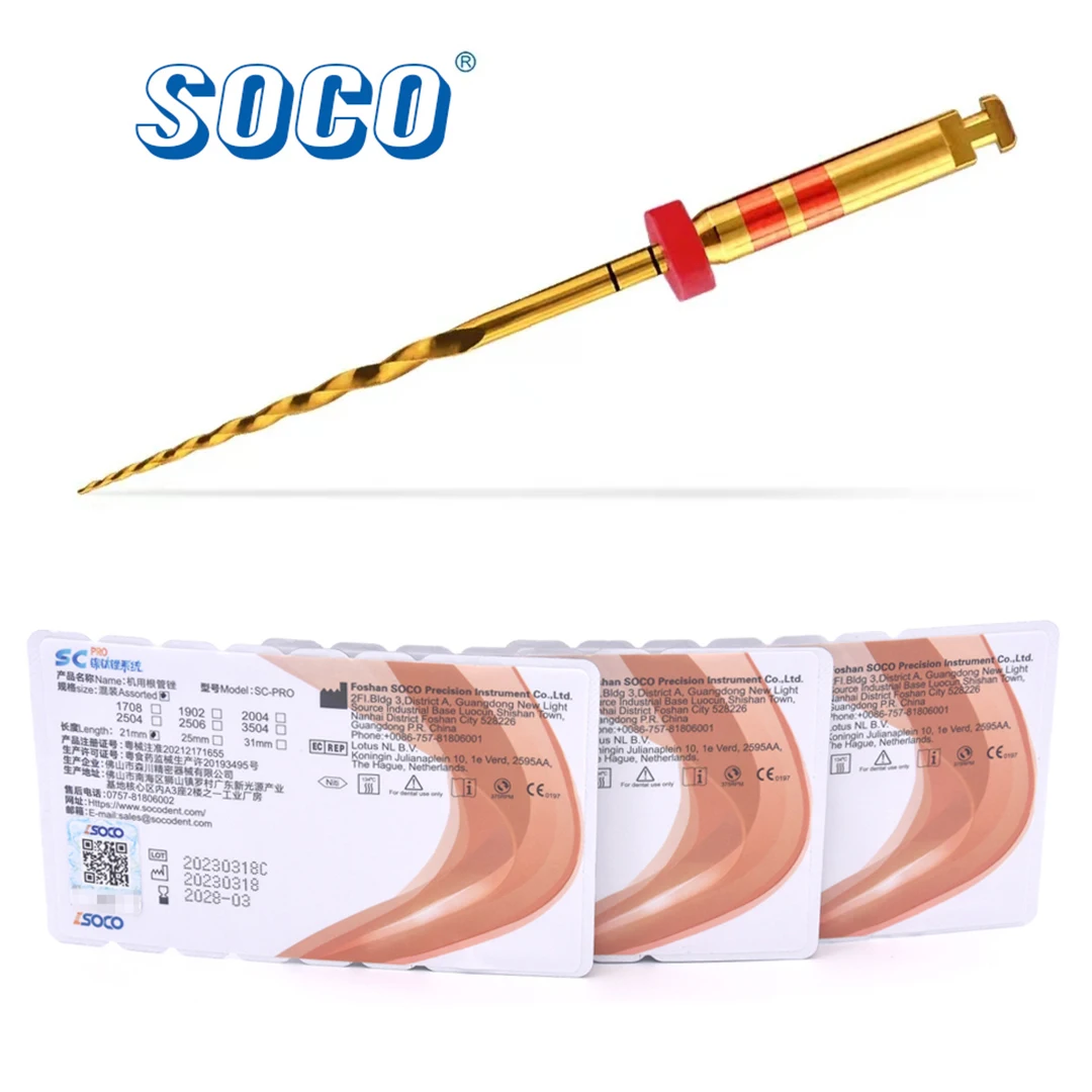 COXO SOCO PRO Arquivo de canal radicular dental, nitinol rotativo ativado por calor, arquivos de polpa dentária, níquel-titânio ativado termicamente, 6 peças por caixa