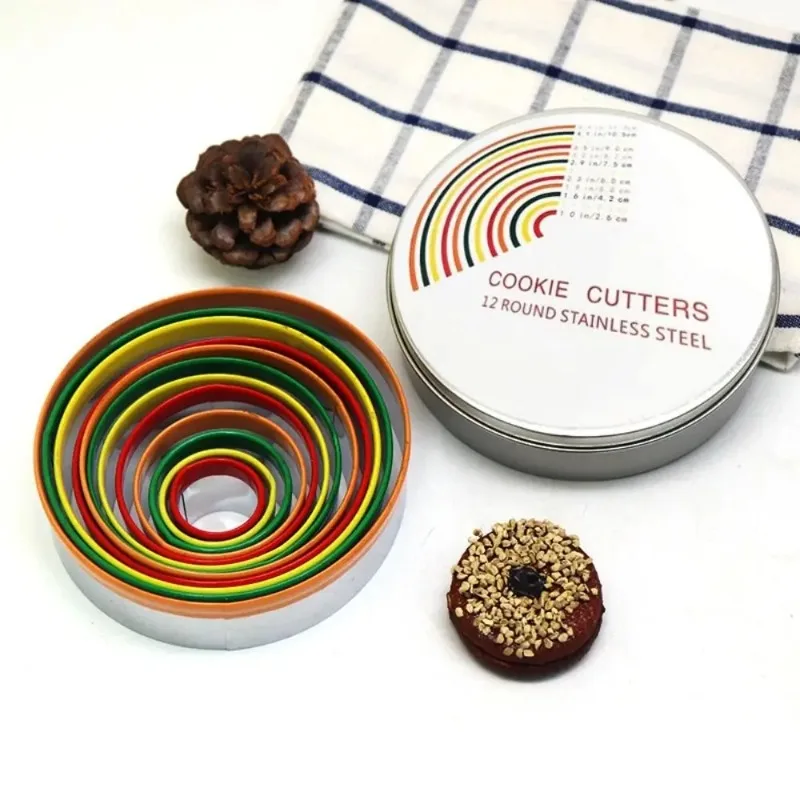 

Mini Round Cookie Cutter Colorful Edge DIY Biscuit Mould Stainless Steel Cake Molds Mousse