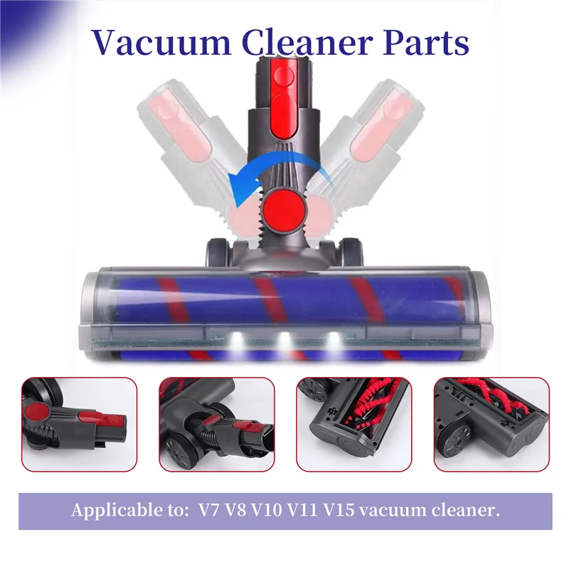 

Для пылесосов Dyson V7 V8 V10 V11 V15 со сменной мягкой роликовой щеткой, светодиодные фары, насадка для щетки для пола-A58E