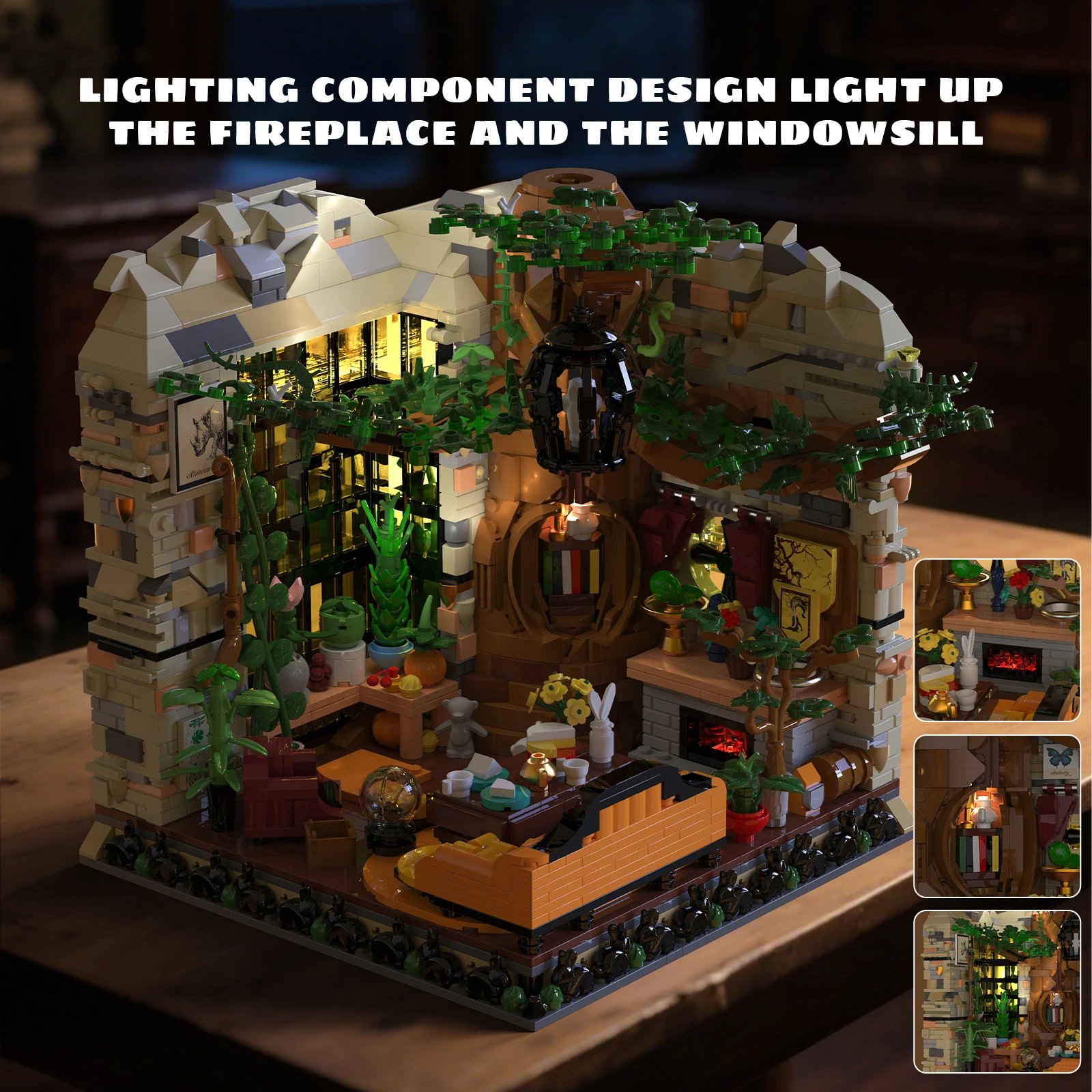 66138 City Street Series bricolage Simulation arbre maison modèle assemblage, blocs de construction de salon public, jouet d'anniversaire pour enfants cadeau