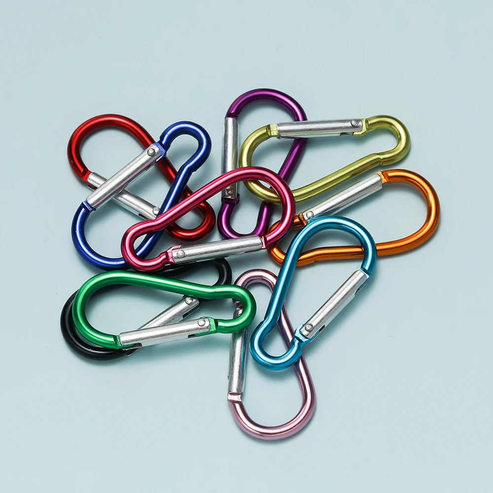 4pcs/Lots Carabiner Aluminum Keychains 2 Styles Buckle Bag Hanging Findings for DIY Keychains Jewelry Making Accessories