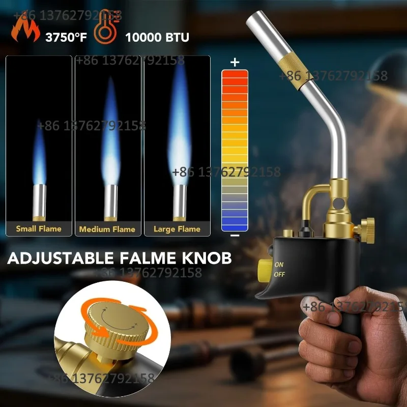 High Intensity Trigger Start Propane MAPP Torch Head Gas Soldering Torch For Plumbing Welding Machinery Maintenance Hardware