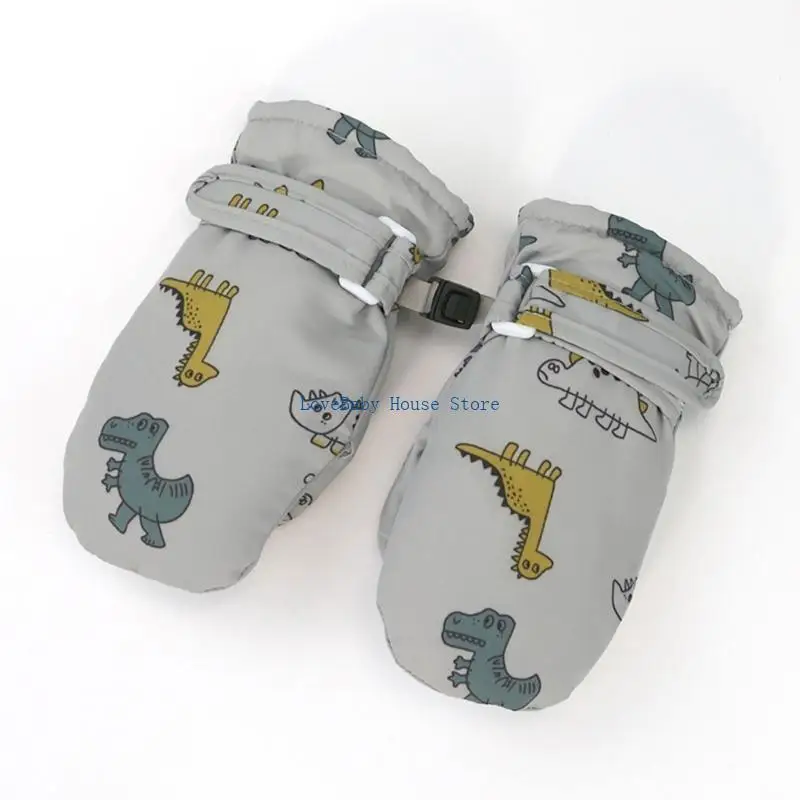 BX0D Luvas neve ajustáveis ​​Luvas neve à prova d'água Luvas esqui à prova vento desenho animado Luvas design