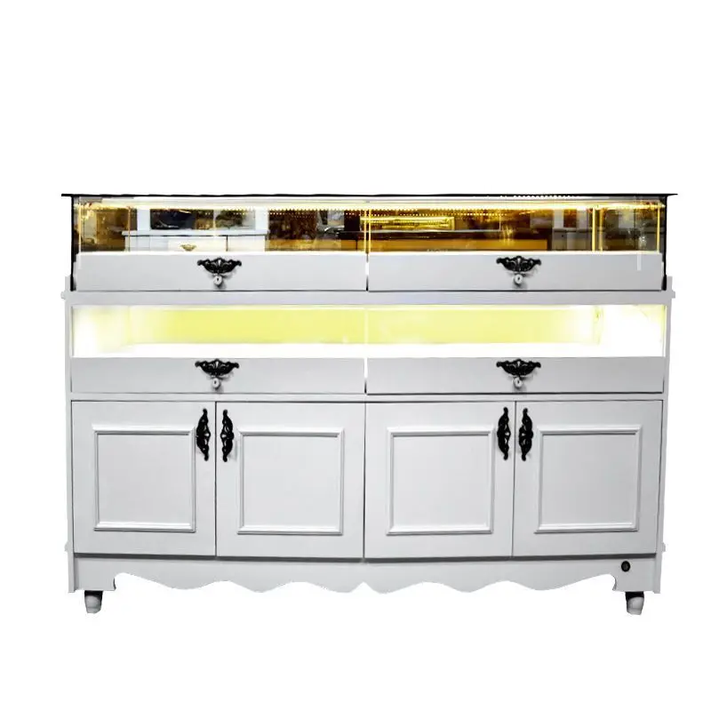 

Jewelry Display Cabinet Glass Shelf Jewelry Counter European Painted Wood