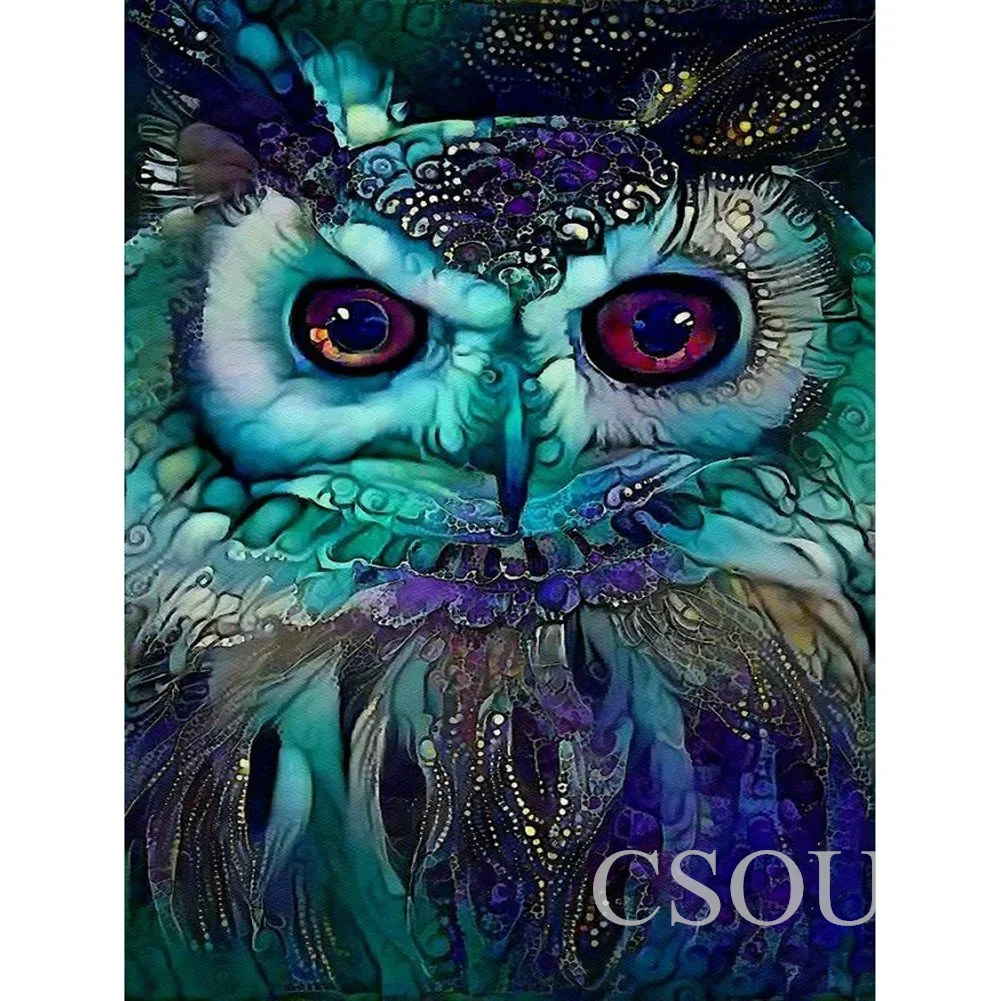 

Fairy Dust Full Square Drill Crystal Diy Diamond Painting Cross Stitch Green Owl Animal Embroidery Mosaic Rhinestones Needlework